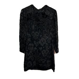 T. Jones Dress 7 Womens Vintage Black Floral Lined Long Sleeves Mini Shift
